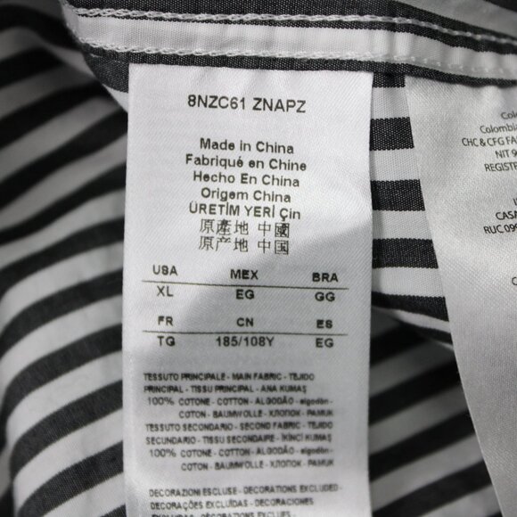 A/X Armani Exchange Shirt Mens XL Black/White Striped Cotton Long Sleeve Button - Picture 10 of 14